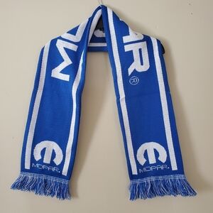 Mopar Scarf Blue White Woven Acrylic Knit Fringe 54" Warm Winter Dodge